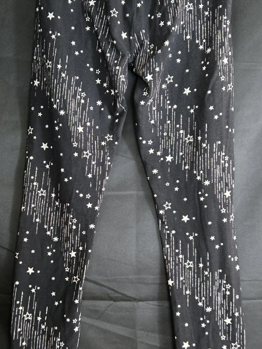 Justice Black Leggings with White Star Shower Print #562